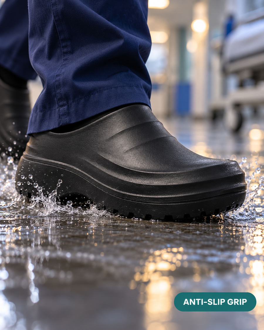 Anti-slip sole on a wet floor