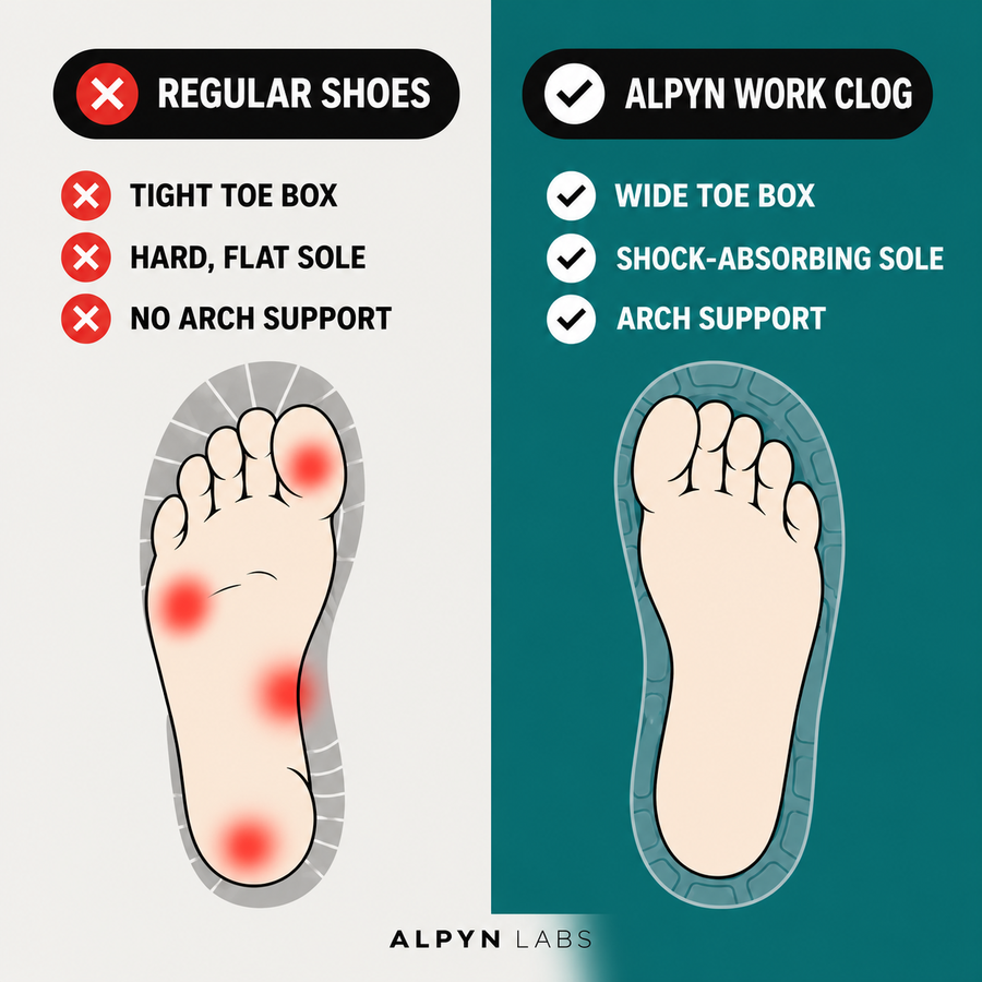 Pressure points: regular shoes vs Alpyn