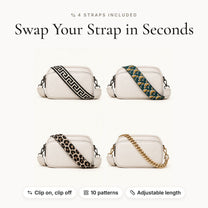 Swap your strap in seconds – the Rivarella bag with four different straps